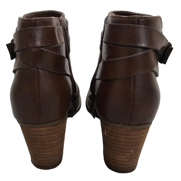 Michael by Michael Shannon Ankle Boots Womens Size 5.5 Brown Heeled Faux Leather - Picture 5 of 13